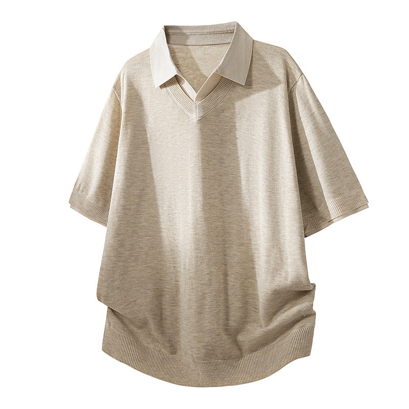 2026夏季新款纹理透短袖针织POLO衫男高级感休闲翻领男款短袖T恤