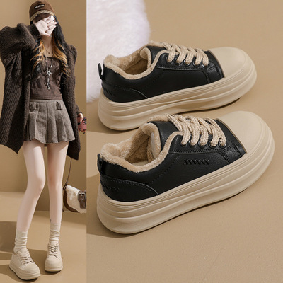 厚底增高松糕鞋女2025冬季新款加绒保暖休闲运动鞋女款棉鞋T2687