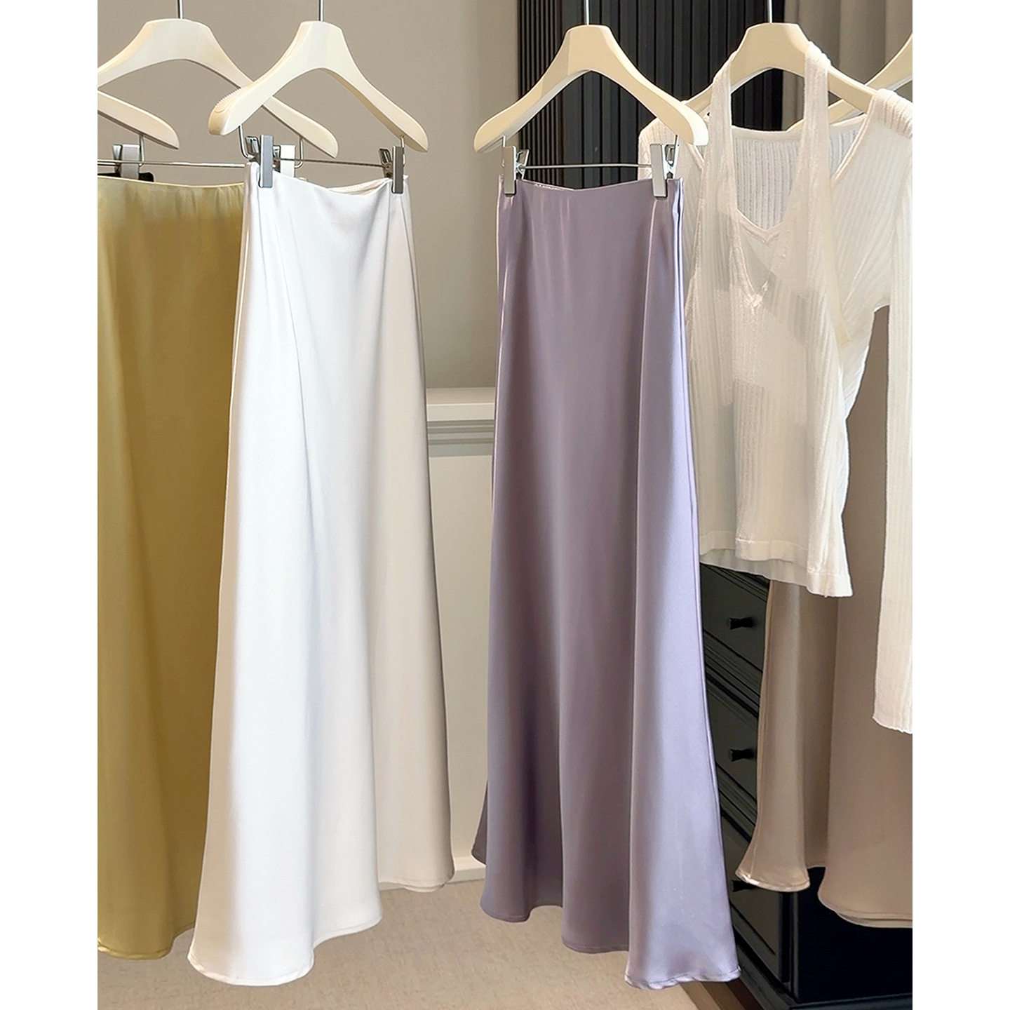 双面醋酸缎面鱼尾半身裙女2026春夏新款韩版通勤垂感A字包臀长裙