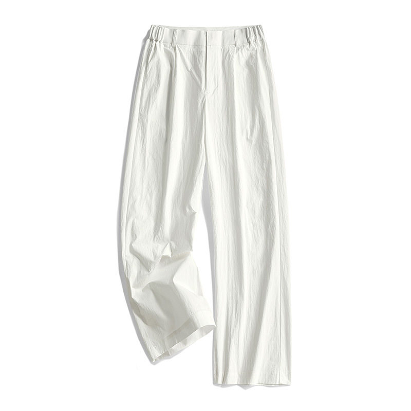 帝创者2502日系褶皱纯色直筒长裤男夏季薄款宽松慵懒风百搭休闲裤