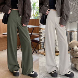 灰色西装裤女春秋新款宽松bf慵懒风直筒裤高级感小个子休闲阔腿裤