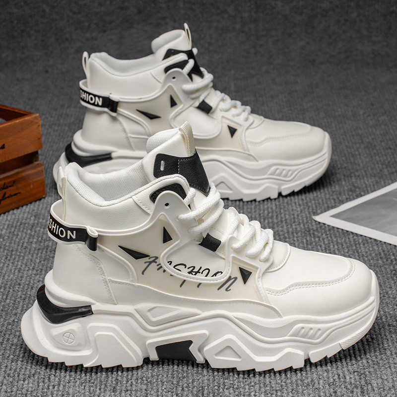 高帮男鞋2026新款春季青少年马丁靴运动休闲小白增高老爹百搭潮鞋
