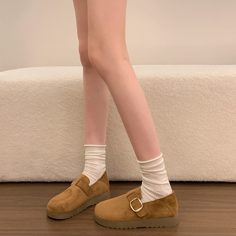 厚底勃肯鞋女款春季2026新款一脚蹬乐福豆豆女鞋复古全包博肯单鞋