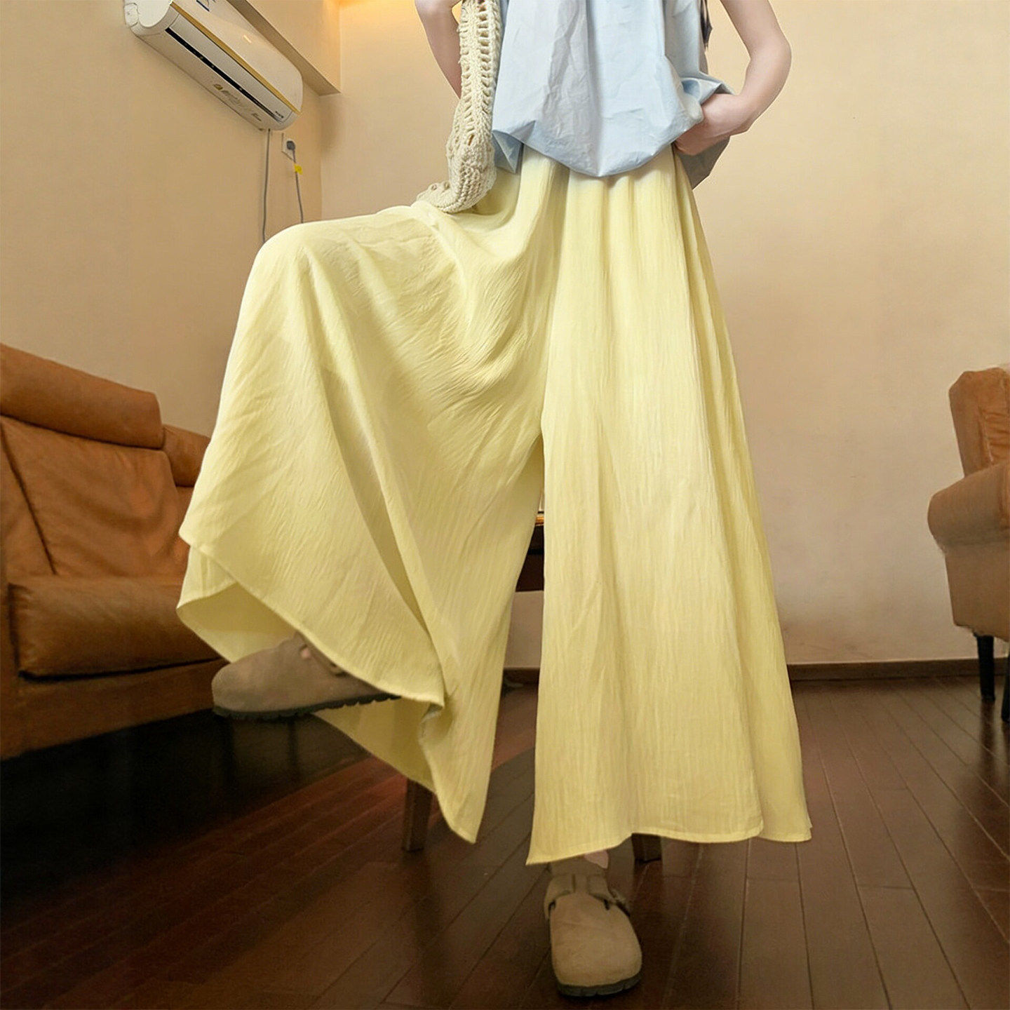 冰丝山本裙裤女夏季薄款多巴胺高腰半身裙小个子休闲宽松阔腿裤子