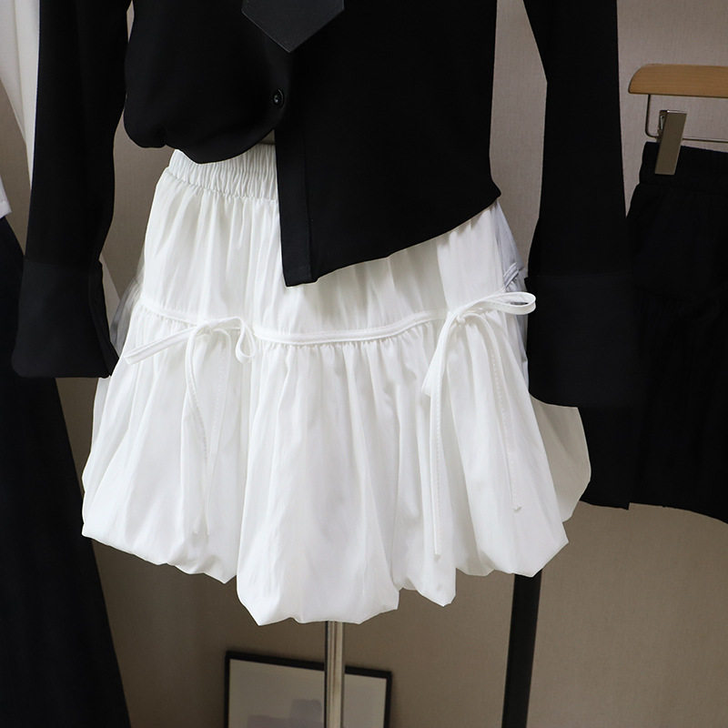 [比正]2026春夏新品韩系设计感显瘦a字半身裙女蓬蓬裙花苞裙5981