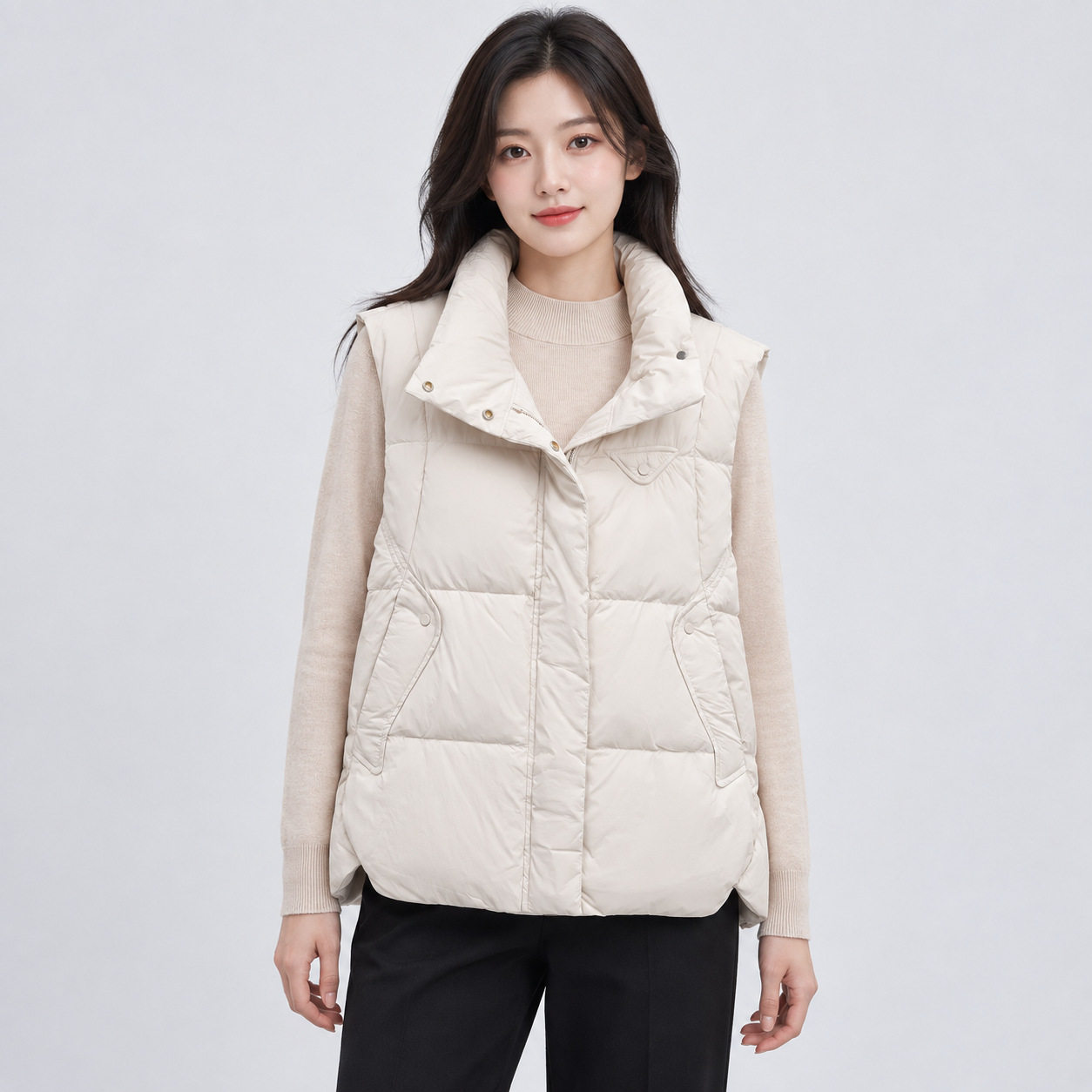 平湖驰新羽绒服新国标90绒秋冬新款女羽绒马甲无袖背心韩宽松外套