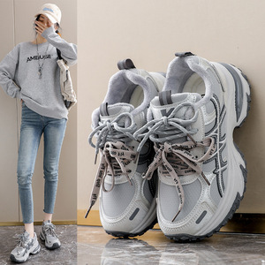 ZX-0817厚底老爹鞋女2026春季新款加绒网面百搭轻便舒适休闲运动