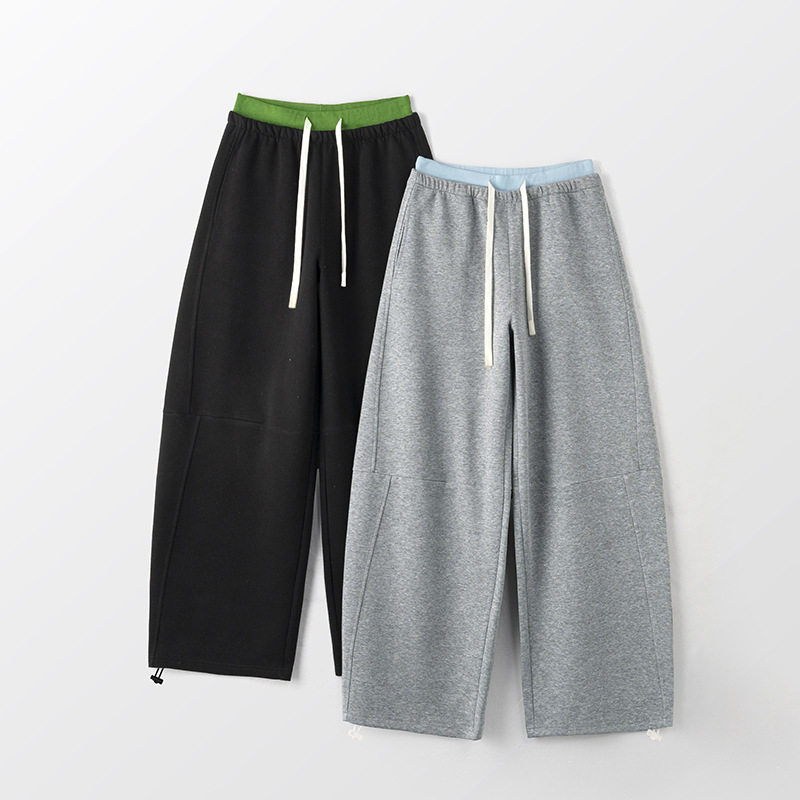 萝卜大叔双拼色抽绳卫裤女春季新款高腰宽松休闲裤显瘦百搭运动裤