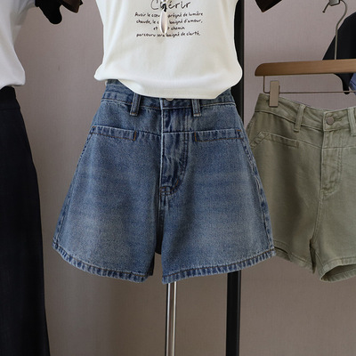 [比正]2026春夏新款韩版复古高腰显瘦女式牛仔短裤百搭热裤5958