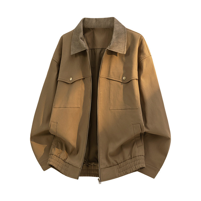 美式复古帆布工装翻领飞行夹克外套男潮牌美式休闲青少年痞帅上衣