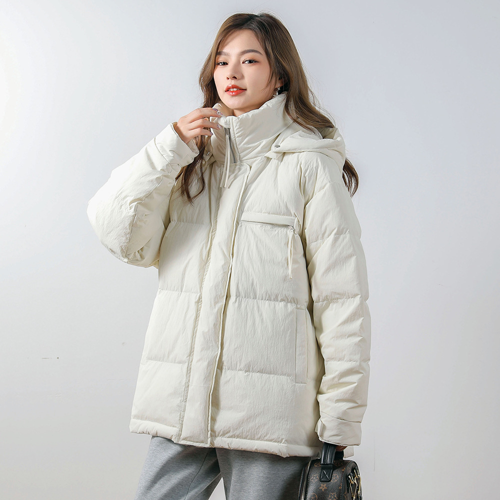 寒冬思羽女式平湖面包服连帽可拆卸新款短款羽绒服外套加厚
