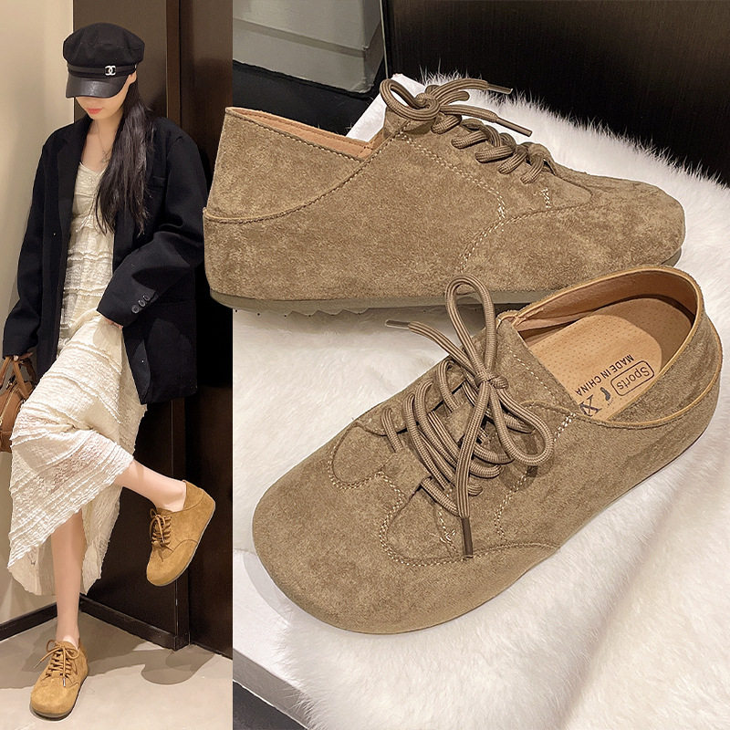 复古厚底勃肯鞋女2026年春秋季新款休闲透气懒人鞋两穿单鞋豆豆鞋