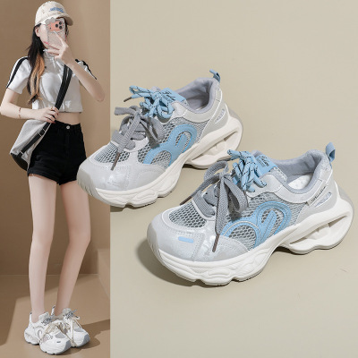 ins韩版新款老爹鞋女2026夏季学生运动跑步休闲厚底增高鞋女FB017