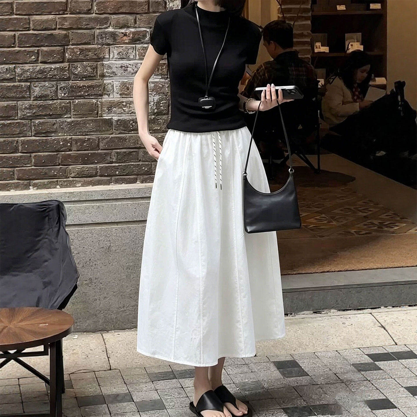 白色工装半身裙女夏季2026新款大码a字半裙小个子冰丝南瓜裙长裙
