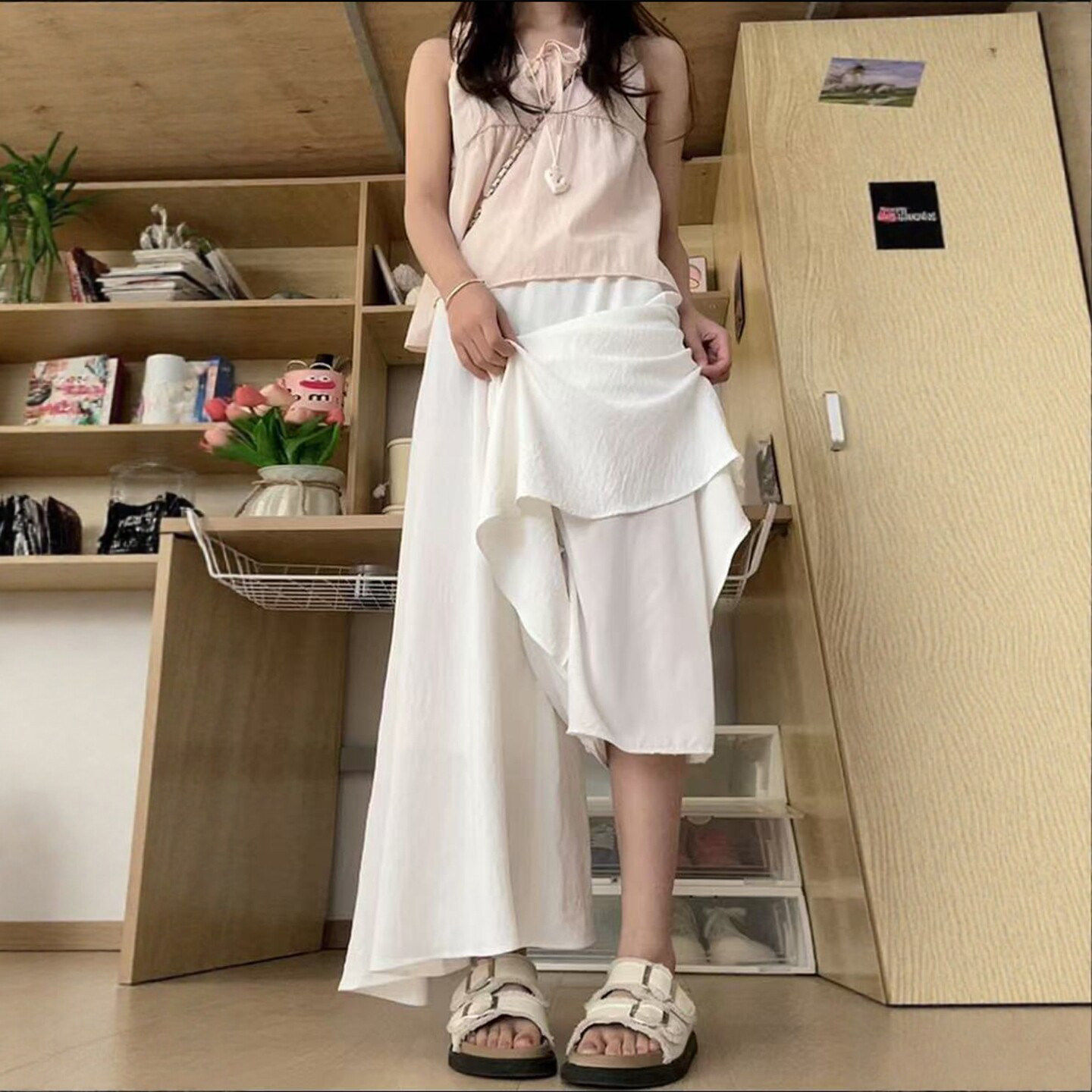 白色山本裙裤女2026新款夏季薄款小个子垂感休闲宽松冰丝阔腿裤子