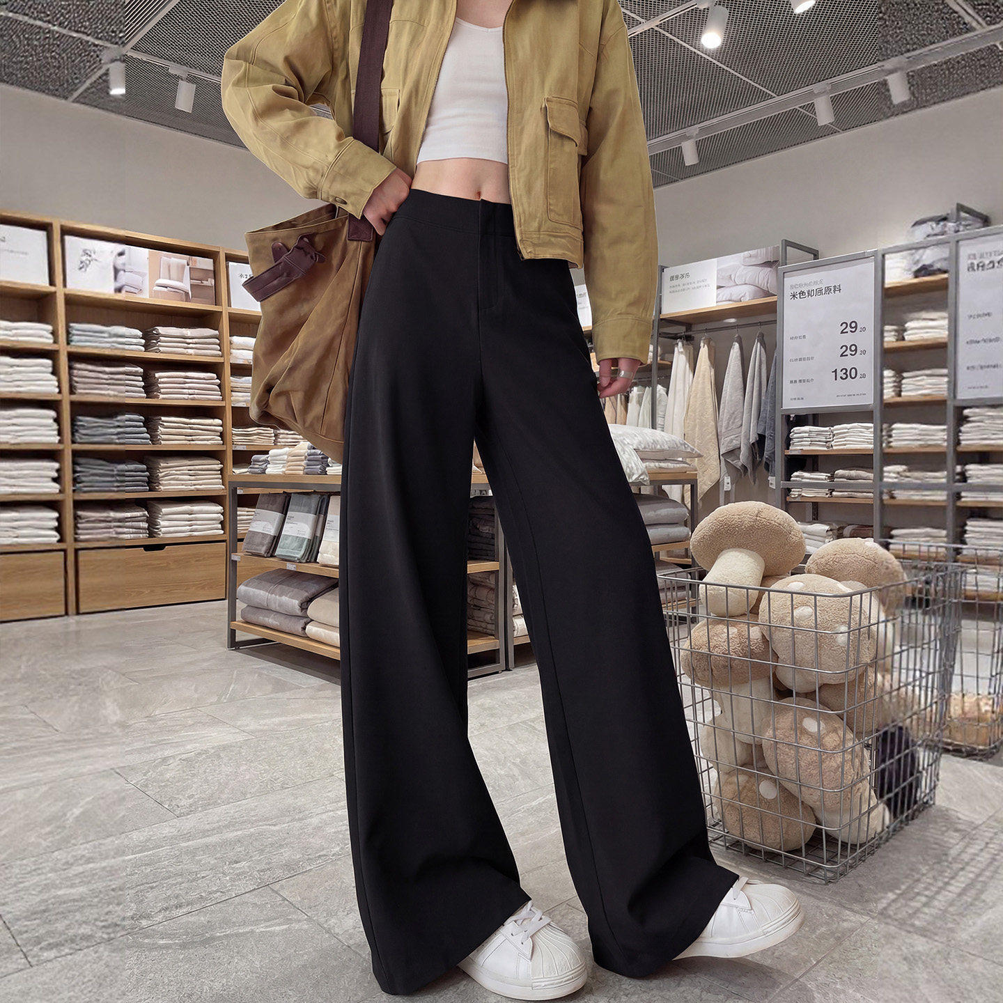 黑色西装裤女裤2026新款春秋垂坠感老钱风高级感窄版直筒阔腿裤子