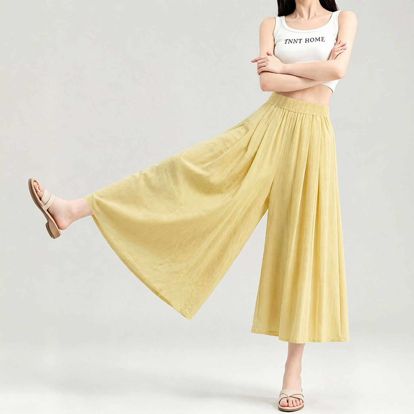 多巴胺夏天冰丝裤女2026新款小个子垂感休闲九分山本阔腿裤裙裤子