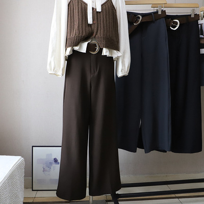 [比正]2025秋冬新款韩版气质高级感休闲显瘦直筒西装阔腿裤女