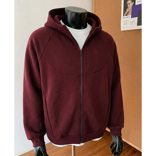 结构分割重磅连帽开衫卫衣男款春季美式撞色刺绣boxy短宽廓形外套