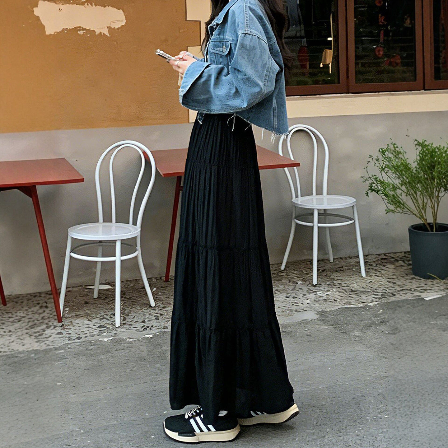 黑色大码半身裙女2026春夏新款法式蛋糕裙绝美巨好看显瘦a字长裙