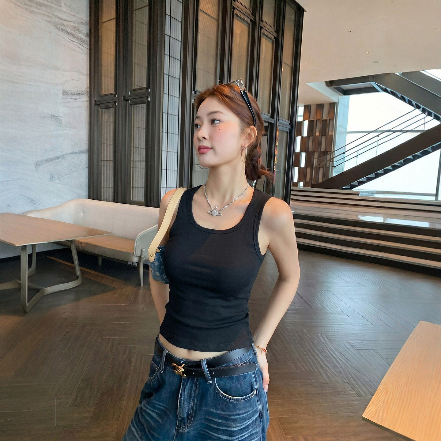 黑色吊带背心女2026新款夏季内搭打底遮副乳外穿大码运动无袖上衣