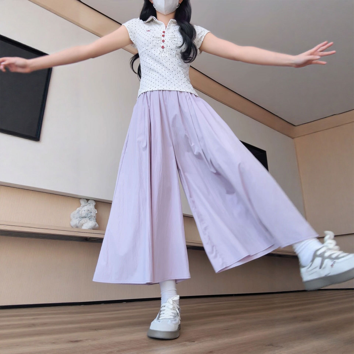 多巴胺山本裙裤女夏季薄款小个子高腰九分梧桐裤冰丝棉麻阔腿裤子