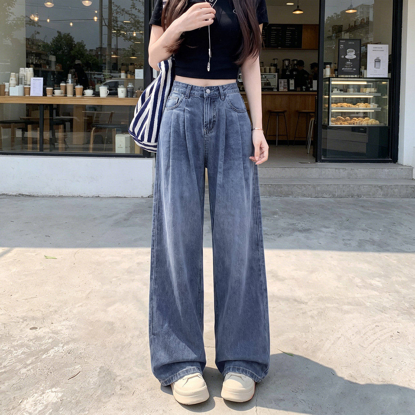 天丝牛仔裤女夏薄款2026新款宽松直筒大码小个子冰丝窄版阔腿裤子
