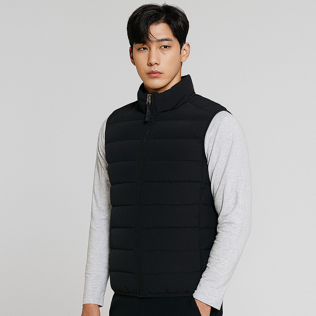 平湖驰新男式90绒男装立领马甲无缝面料羽绒服背心新款大码外套