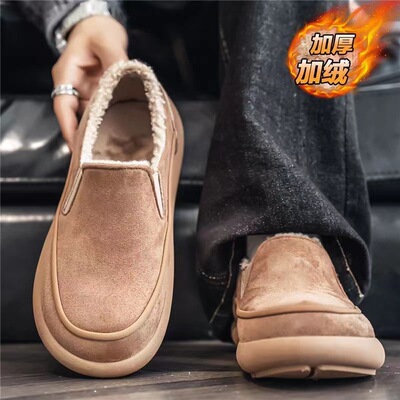 冬季加绒加厚勃肯鞋保暖百搭潮流一脚蹬棉鞋2025年新款男鞋