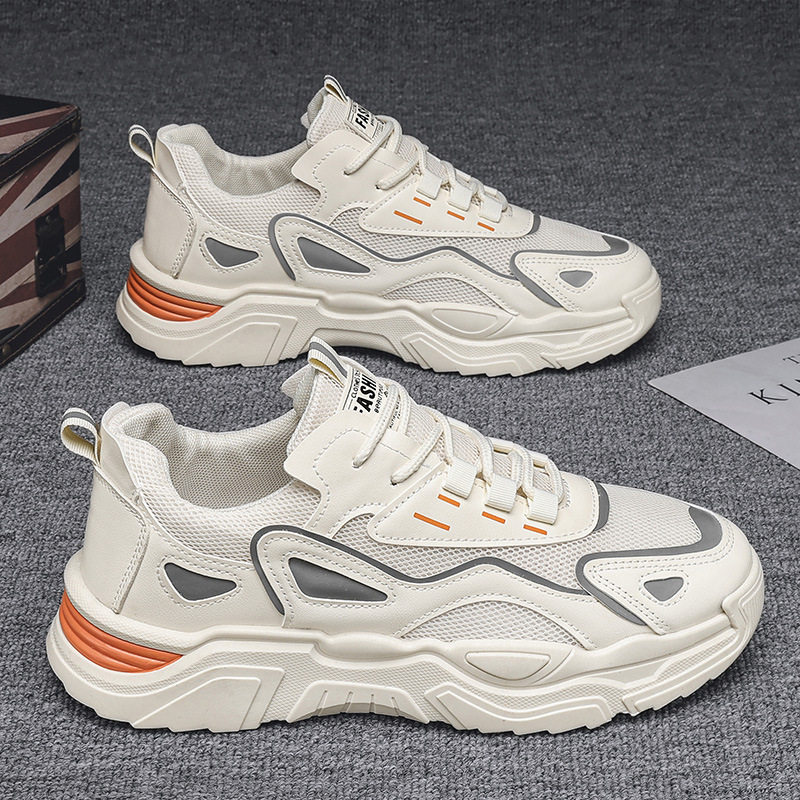 男鞋2026新款潮流春季透气运动休闲鞋跑步百搭学生网面增高老爹鞋