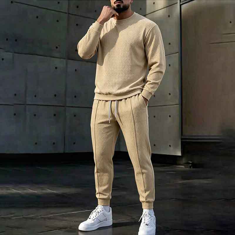2026秋季新款跨境亚马逊3D男士休闲运动服套装印花时尚圆领休闲男