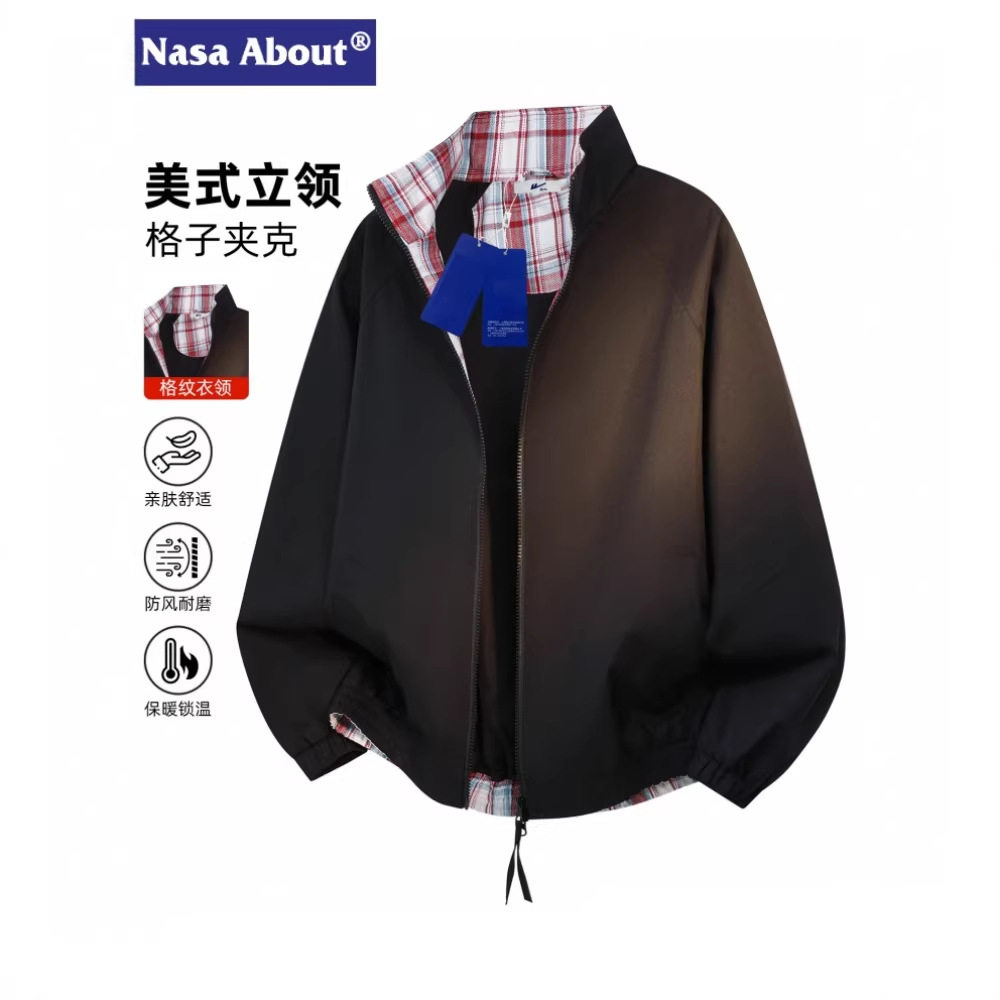 NASA飞行员夹克棉服男春秋冬季2026新款青少年行政立领棒球服外套
