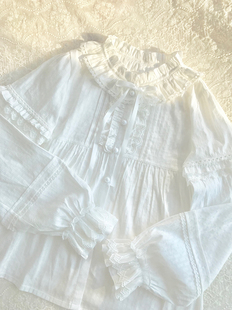 衬衫 lolita原创设计内搭荷叶领百搭长袖 伊丽娅 纯棉