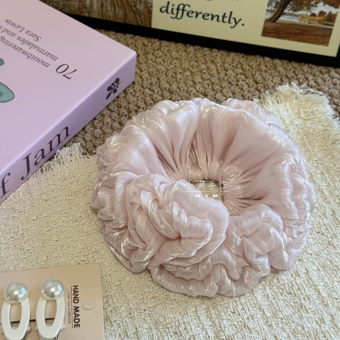 超饱满的大云朵泡芙发圈 流光双层花朵大肠发圈