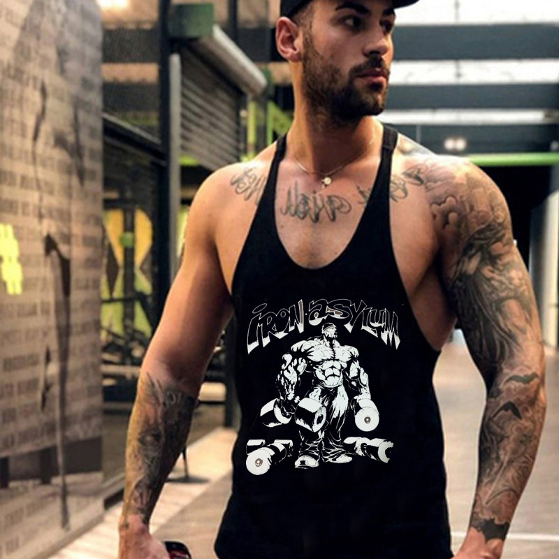 NEW COTTON THIN SUSPENDERS FITNESS TRAINING KNITTING MENS BASKETBALL SPORTS I-BEAM LOOSE HIP HOP RUNNING VEST SHOULDERS