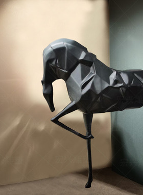 玻璃钢抽象半身马墙面装饰摆件