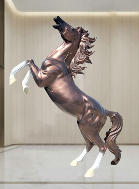 玻璃钢腾飞马雕塑仿真动物大马模型小区公园林售楼部大型招财摆件