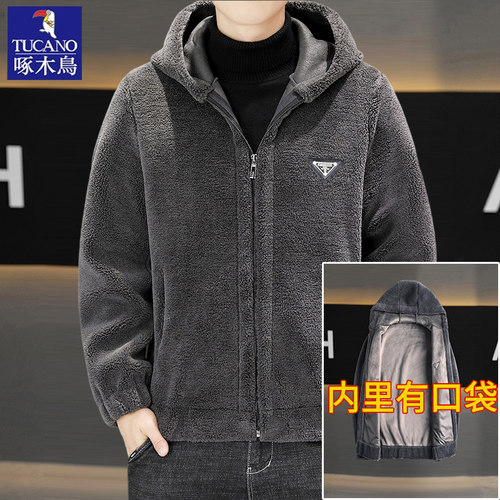 啄木鸟双面绒男士外套冬季新款