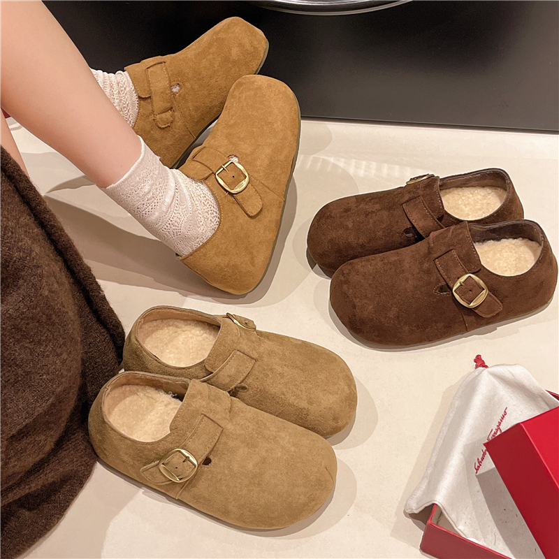 内增高勃肯鞋女秋冬加绒加棉2025年新款厚底一脚蹬懒人鞋勃肯棉鞋