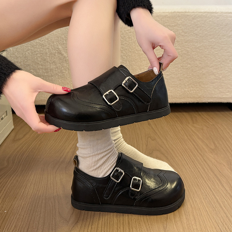 内增高勃肯鞋女皮面单鞋2026年春季新款软底一脚蹬懒人豆豆乐福鞋