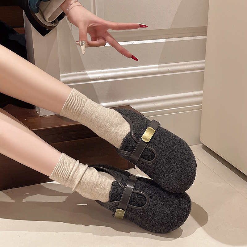 内增高勃肯鞋女秋冬加绒加棉2025年新款一脚蹬懒人毛毛鞋勃肯棉鞋