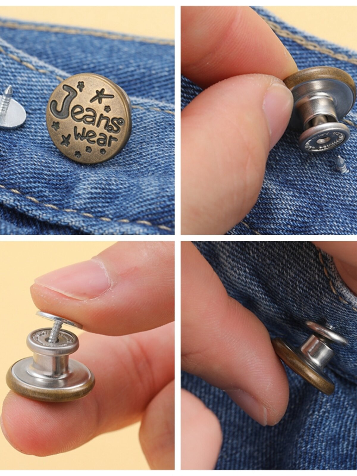 펀칭이 없는 남성용 및 여성용 청바지 단추 바지를 고정할 수 있는 조절 가능한 단추 허리 사이즈 변경 허리 단추 액세서리