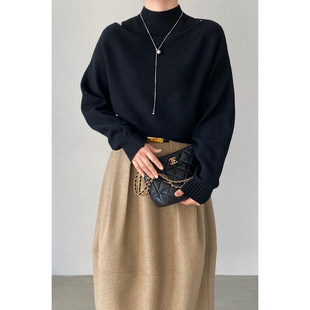 新款 女2026春季 百搭气质软糯上衣两件套 套头针织衫 韩系半高领长袖