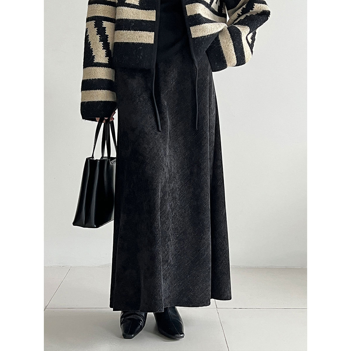 气质法兰绒斜纹感磨毛鱼尾裙女