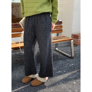 老钱风日常宽松毛呢阔腿裤 醋酸羊毛混纺加厚保暖休闲裤 女秋冬新款