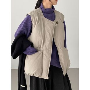 背心马夹外套 叠穿韩系加厚短款 巨好看90白鸭绒羽绒马甲女冬季 新款