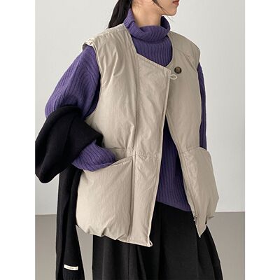 巨好看90白鸭绒羽绒马甲女冬