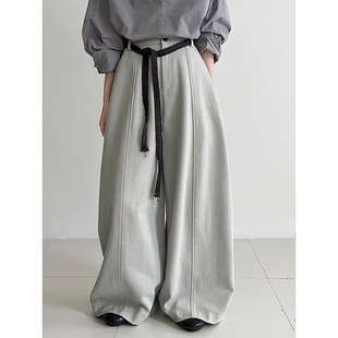 配腰带休闲百搭垂感拖地长裤 新款 子 女秋季 韩系松弛休闲宽松阔腿裤