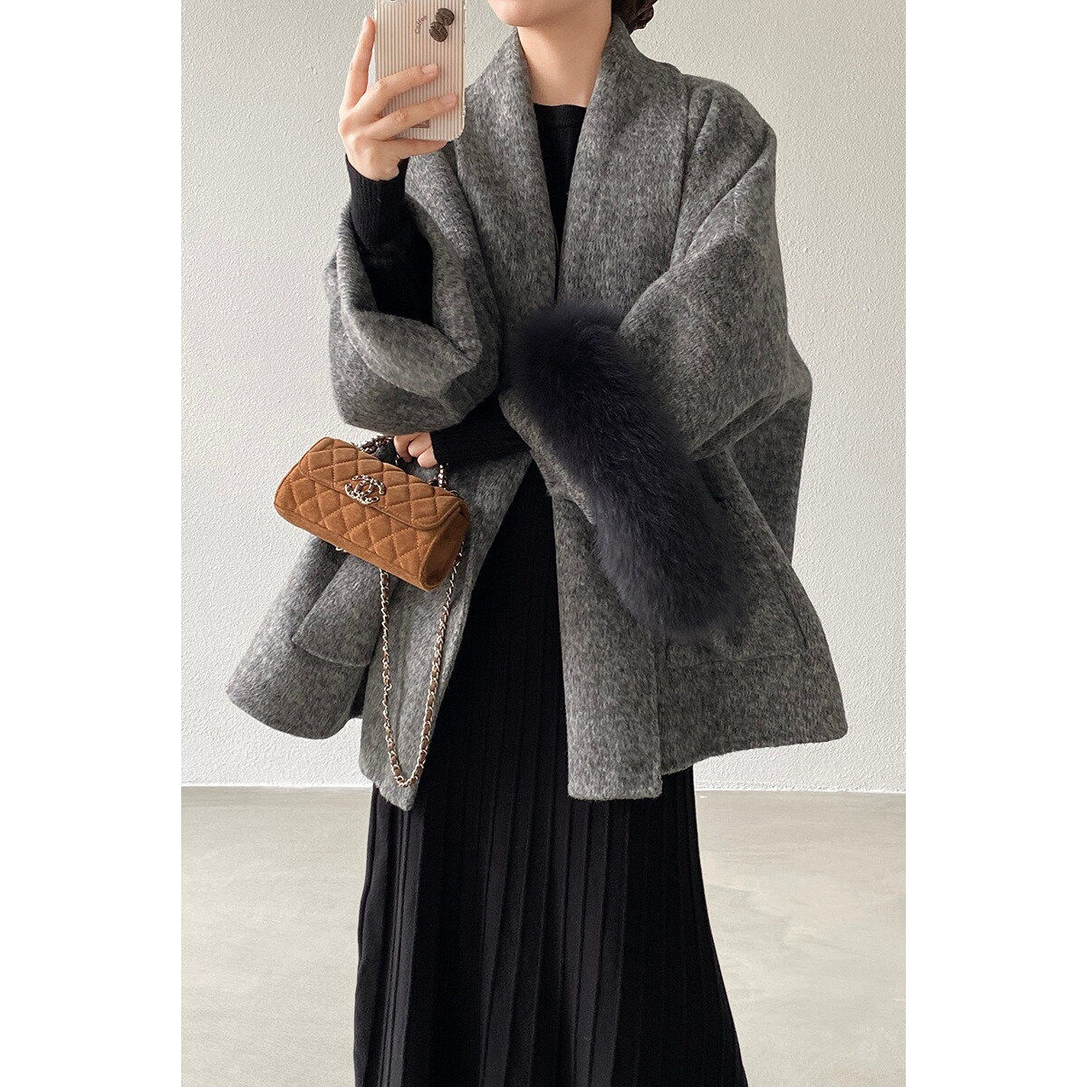 澳毛双面呢羊毛大衣女