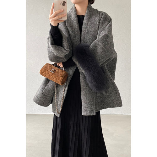 澳毛双面呢羊毛大衣女